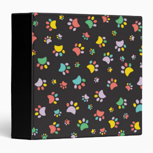 Colourful dog paws pattern binder
