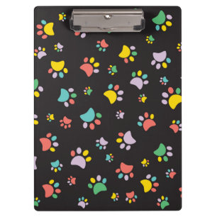 Colourful dog paws pattern clipboard