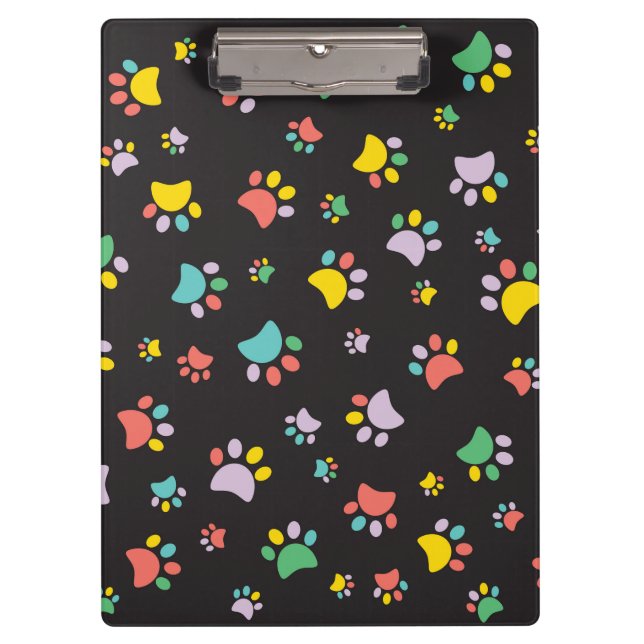 Colourful dog paws pattern clipboard (Front)