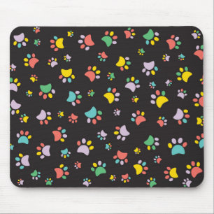 Colourful dog paws pattern mouse pad