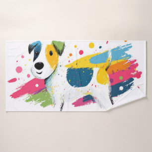 Colourful Dog Pop Art Splash Illustration Bath Towel