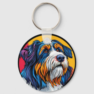 Colourful Dog Portrait For Pet Lover Accessories Keychain