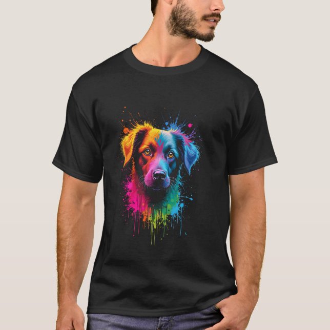 Colourful dog portrait T-Shirt (Front)
