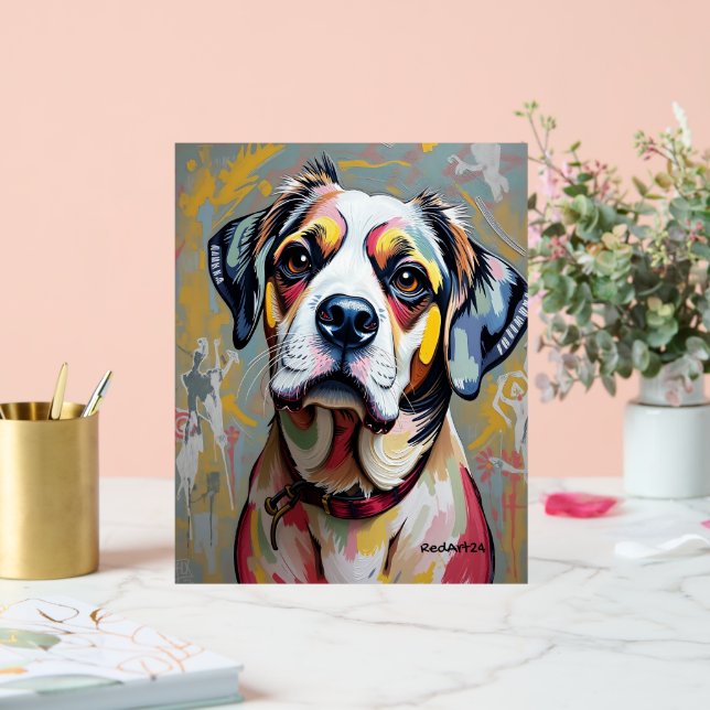 Colourful Dog Portrait – Vibrant Abstract Pet Art Acrylic Sign (Wedding)