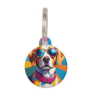 Colourful dog retractable pet leash tag