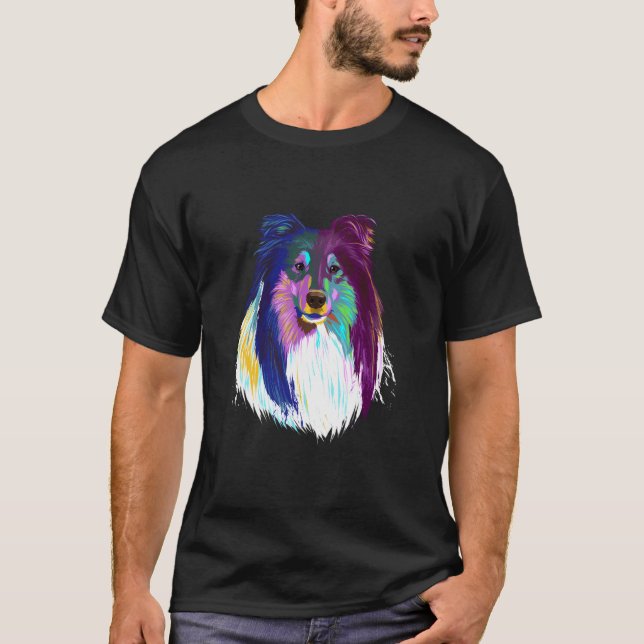 Colourful Dog Rough Collie T-Shirt (Front)