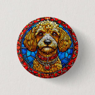 Colourful Dog Stained Glass Portrait 1 Inch Round Button