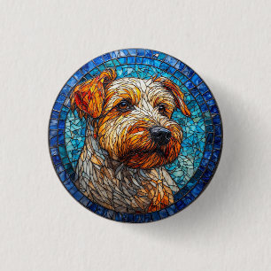 Colourful Dog Stained Glass Portrait 1 Inch Round Button