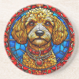 Colourful Dog Stained Glass Portrait Coaster