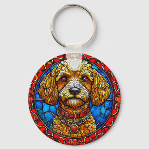 Colourful Dog Stained Glass Portrait Keychain