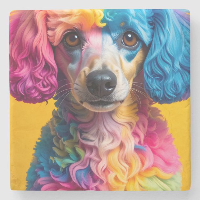 Colourful Dog Stone Coaster (Front)