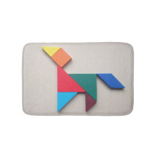 Colourful dog Tangram Bath Mat
