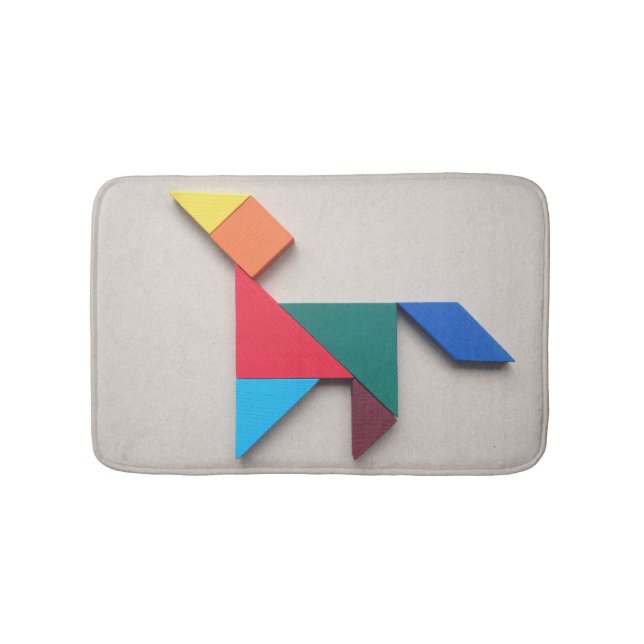 Colourful dog Tangram Bath Mat (Front)