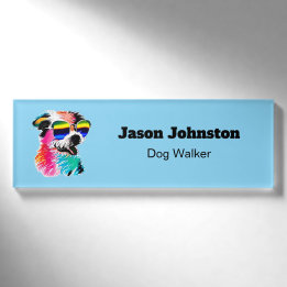 Colourful Dog Walker Pet Professional Name Tag