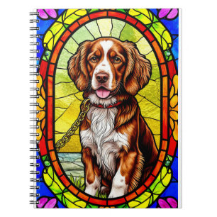 Colourful Dog With Gold Chain Stained Glass Notebook