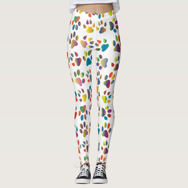 Colourful Doggie Paws Leggings (Front)