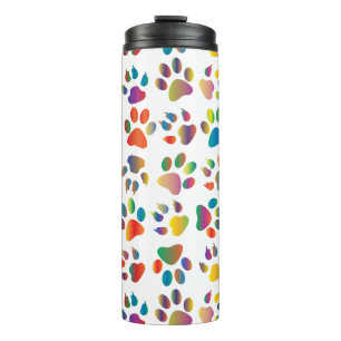 Colourful Doggie Paws Thermal Tumbler