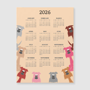 Colourful Dogs 2026 Calendar Magnetic Card