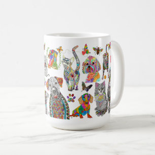 Colourful Dogs, Cats and Animal Assortment Mug