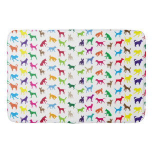 Colourful dogs silhouettes bath mat