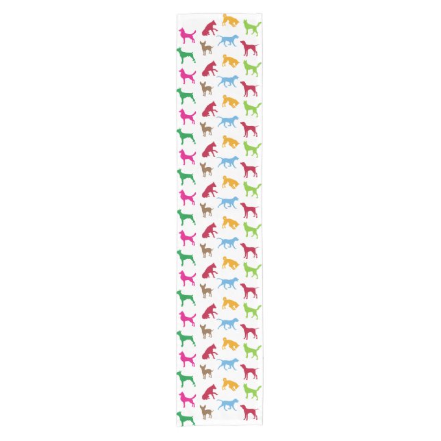 Colourful dogs silhouettes short table runner (Front)
