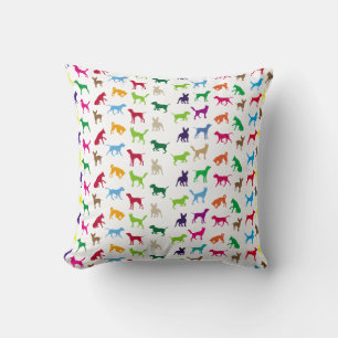 Colourful dogs silhouettes throw pillow