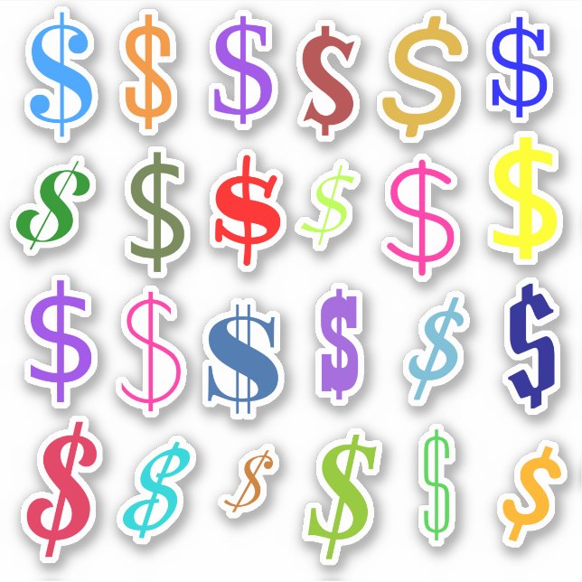 Colourful Dollar Sign ($) Symbols (Front)