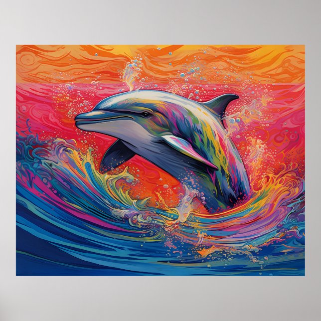 Colourful Dolphin Abstract painting Poster (Front)