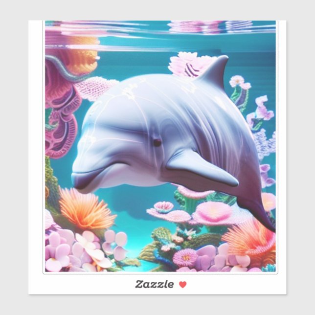 Colourful Dolphin in a Floral Ocean - Ocean Lover  (Sheet)