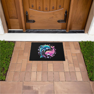 Colourful Dolphin Ocean Art Vibrant Sea Animal Lov Doormat