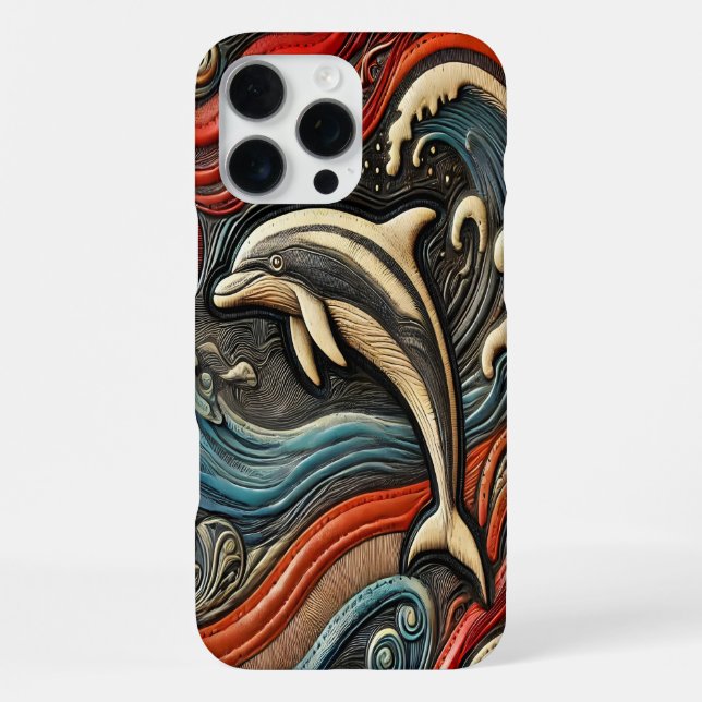 Colourful Dolphin Relief Design iPhone Case (Back)