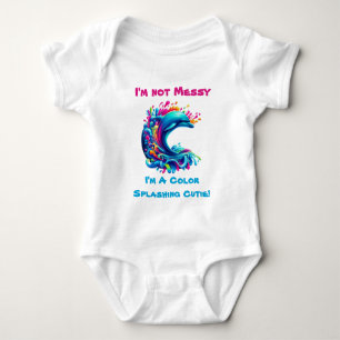 Colourful Dolphin Splash- Baby Bodysuit
