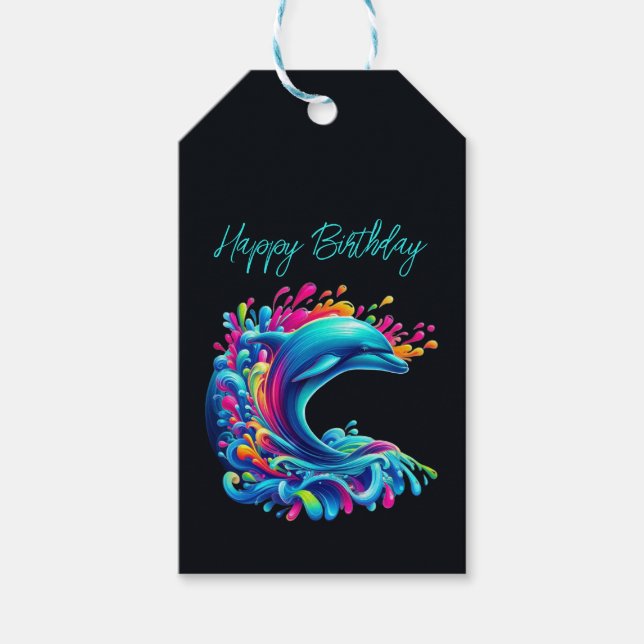 Colourful Dolphin Splash- Gift Tags (Front)
