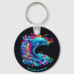 Colourful Dolphin Splash Keychain