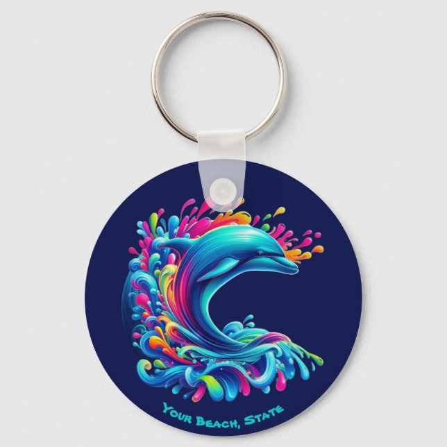 Colourful Dolphin Splash Keychain (Front)