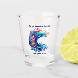 Colourful Dolphin Splash Shot Glass