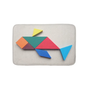Colourful Dolphin Tangram Bath Mat