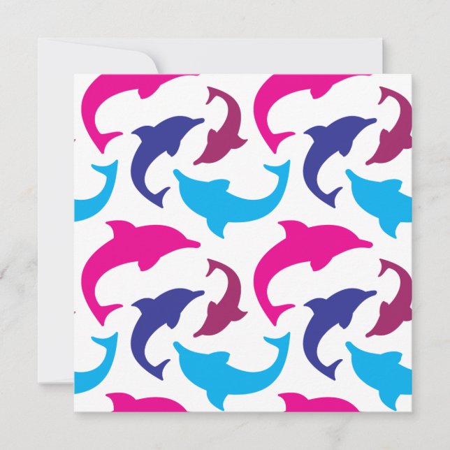 Colourful Dolphins Pattern Hot Pink Teal Blue (Front)