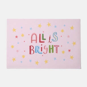 Colourful Doodle All is Bright Christmas Doormat