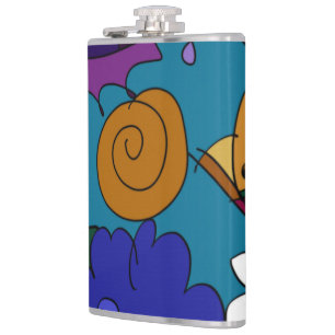 Colourful Doodle Art Personal Flask