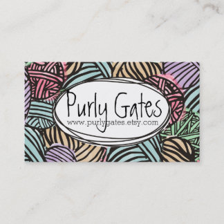 Colourful doodle balls of yarn knitting crochet business card