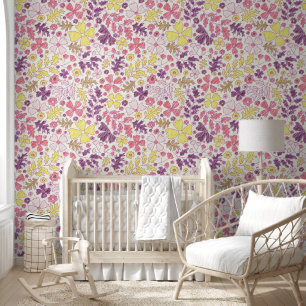 Colourful Doodle Flower Pencil Sketch Baby Shower  Wallpaper