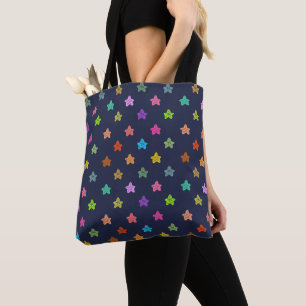 Colourful Doodle Hearts on Blue Tote Bag