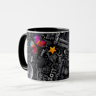 Colourful Doodle Pattern Coffee Mug Cute Cartoon
