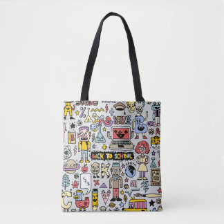 Colourful Doodle School Vintage Set Tote Bag