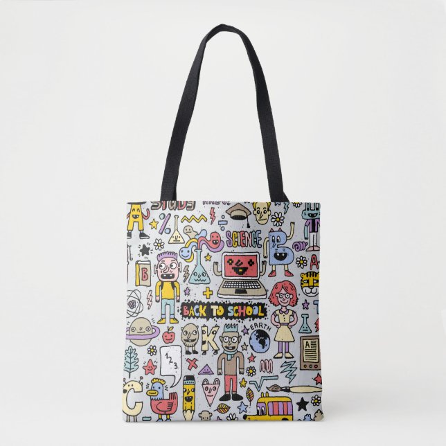 Colourful Doodle School Vintage Set Tote Bag (Front)