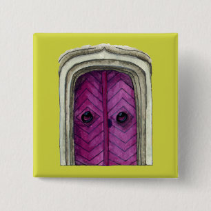 Colourful Door Illustration Button