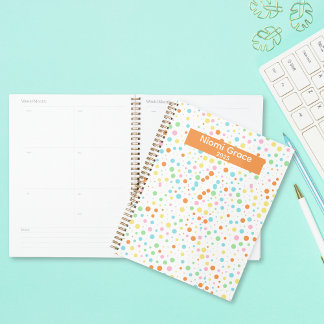 Colourful Dot Pattern Personalized School Organize Planner