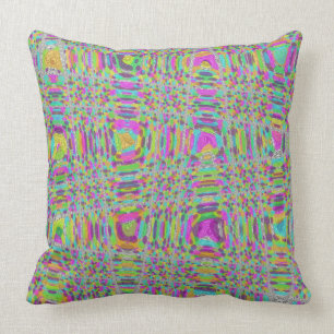 Colourful Dot Zig Zag Pink Yellow Green Pillow