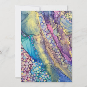 Colourful Dots Alcohol Ink Abstract Art Blank Card
